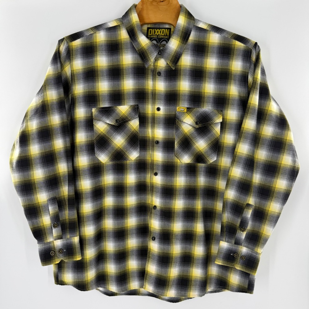 Dixxon Flannel Co x Mooneyes Moon Eyes Yellow Black Plaid Shirt Mens 3X 1703